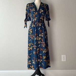 Tie Sleeve Midi Dress